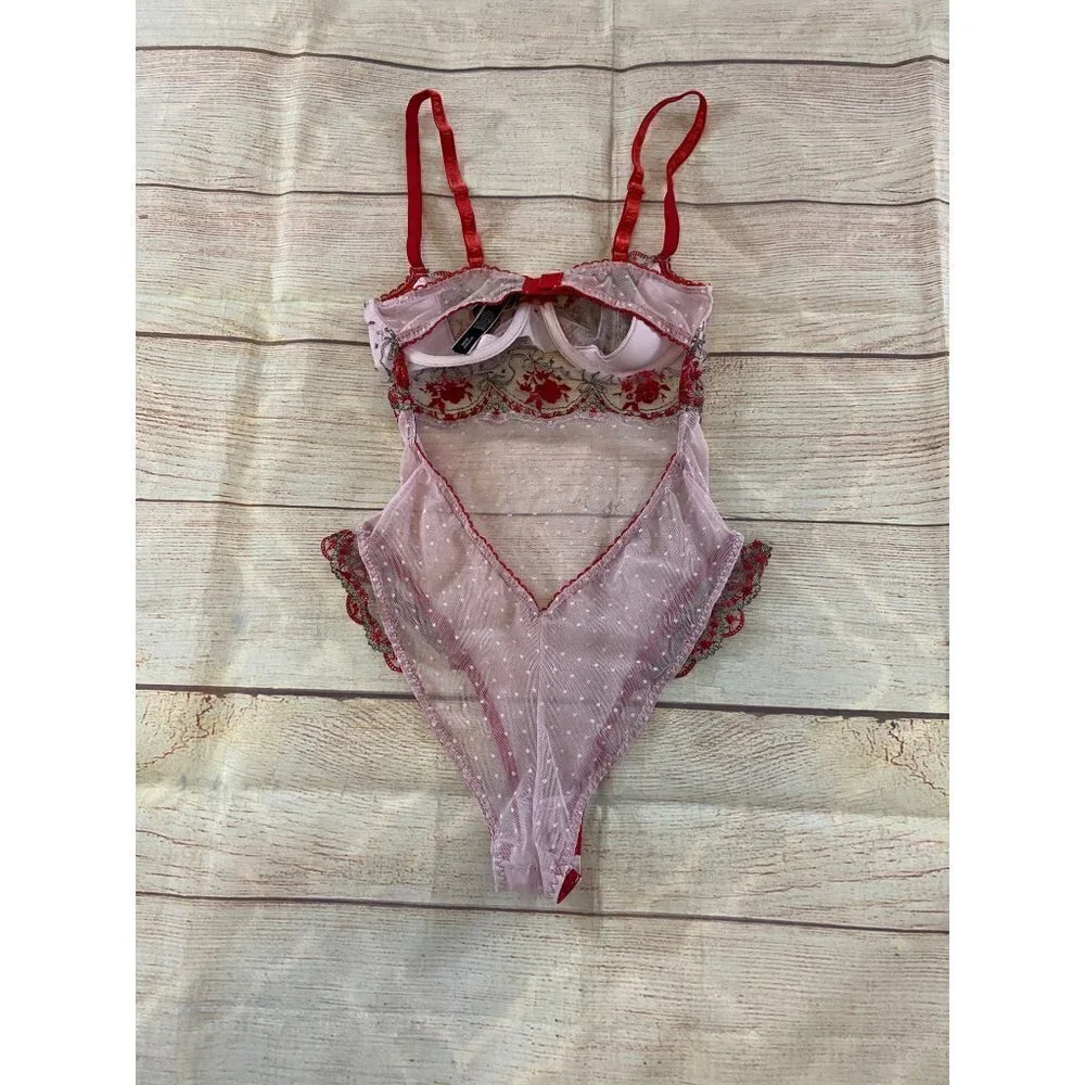 Victoria Secret Women's Rose Bud Dot Wicked Teddy Pink/Red - XS - Picture 12 of 16